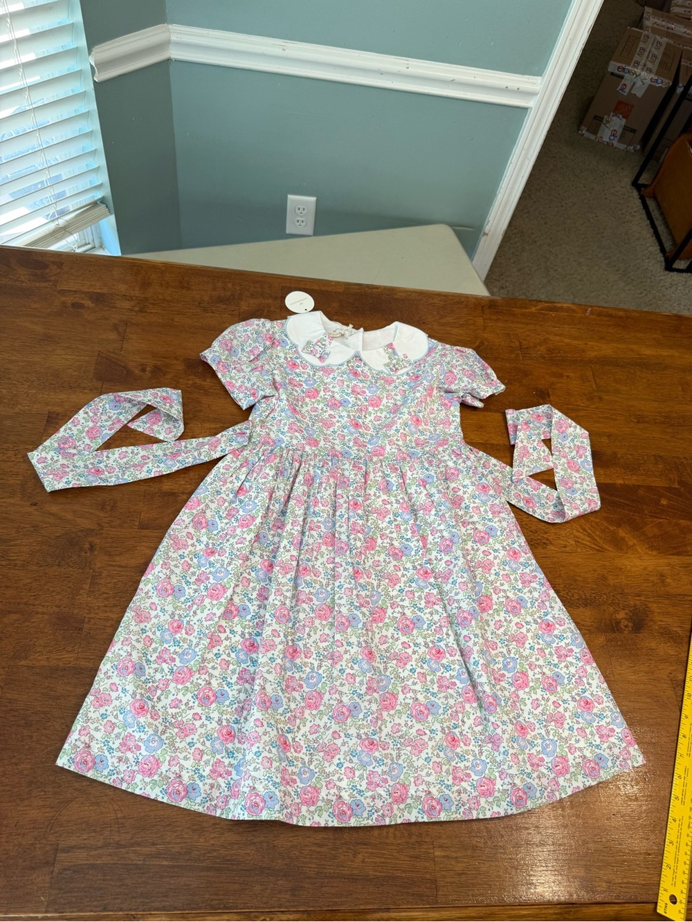 Sal & Pimenta Maryland Sprinkles Dress Blue Floral Peter Pan Collar Sz 10 NWT